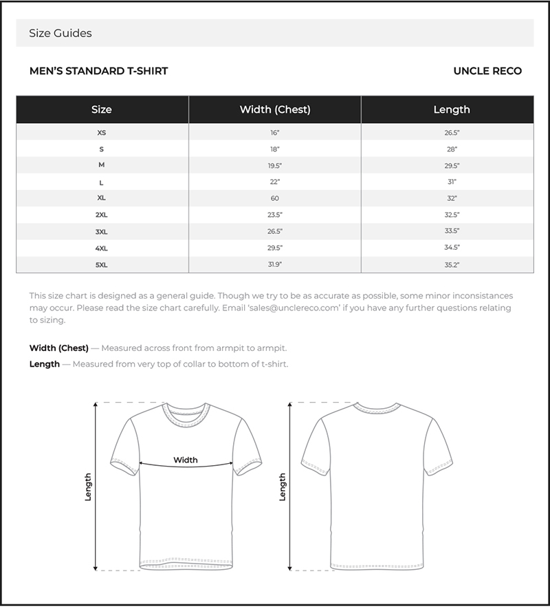 Size Chart Inch